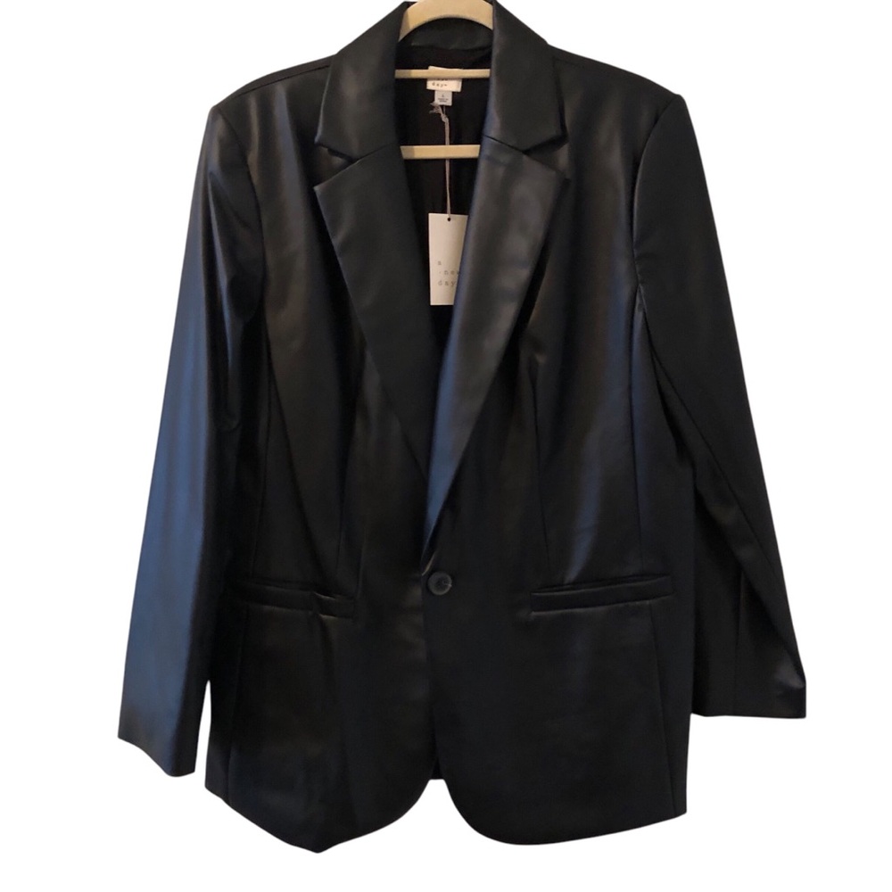 Women's Black Faux Leather Blazer